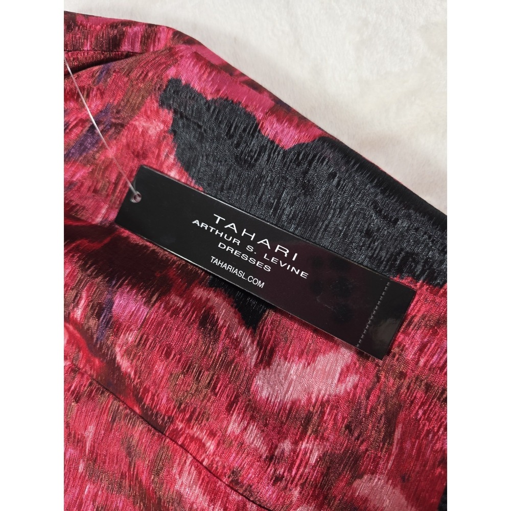 Tahari Floral Maxi Dress Size 14 NWT Pink Shimmer Belted MSRP $208 - Picture 8 of 10